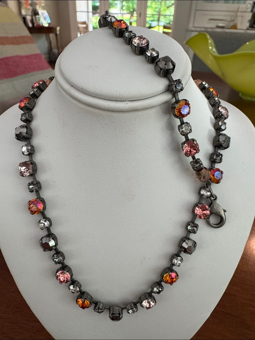 SabikaDelicate Pink and Rose Crystal Beaded Necklace and bracelet set